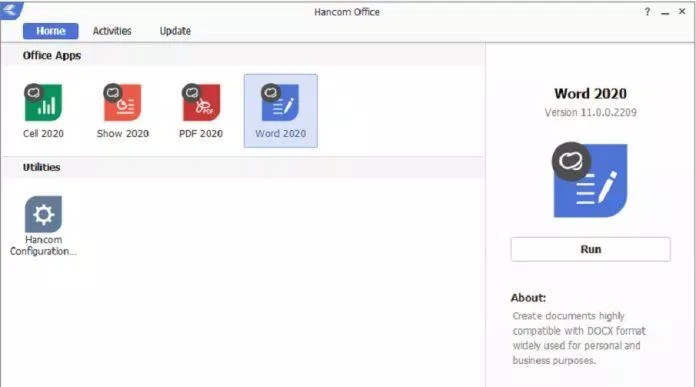 Giao diện phần mềm soạn văn bản Hancom Office 2020 (Ảnh: Internet) Giao diện phần mềm soạn văn bản Hancom Office 2020 (Ảnh: Internet)