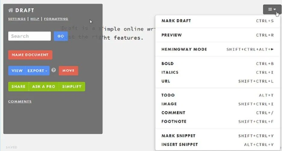 Giao diện phần mềm soạn văn bản Draft (Ảnh: Internet) Giao diện phần mềm soạn văn bản Draft (Ảnh: Internet)
