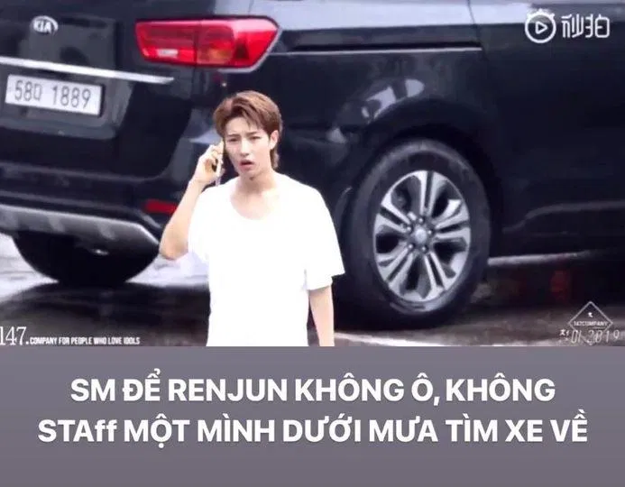 Câu chuyện bị bỏ lại một mình dưới mưa của Renjun gây bão một thời (Ảnh: Internet)