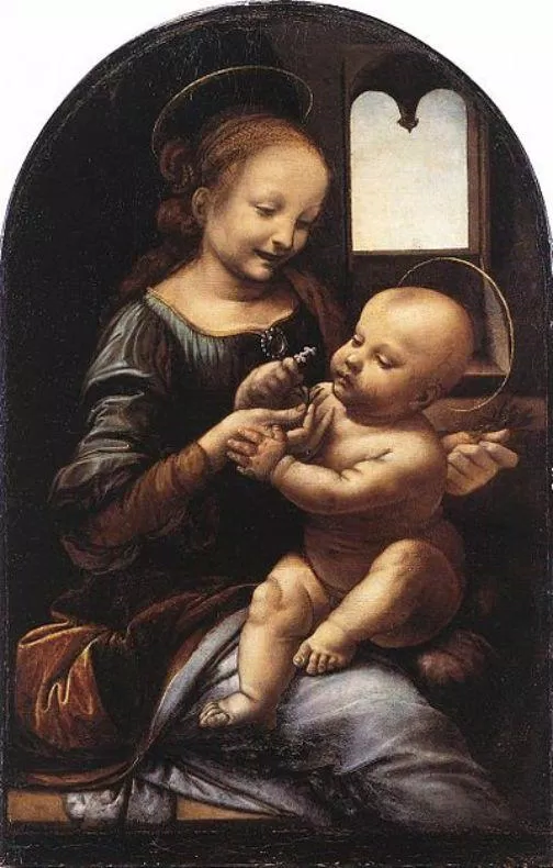 Thánh mẫu Benois là bức tranh sơn dầu đầu tiên của thiên tài người Ý (Nguồn: Internet)