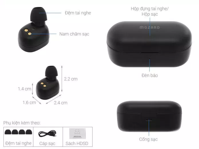 Chi tiết của tai nghe không dây Mozard TS13 (Nguồn: Internet) Chi tiết của tai nghe không dây Mozard TS13 (Nguồn: Internet)