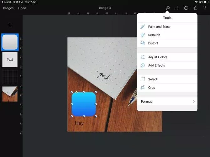 Ứng dụng Pixelmator trên iPad (Ảnh: Internet).