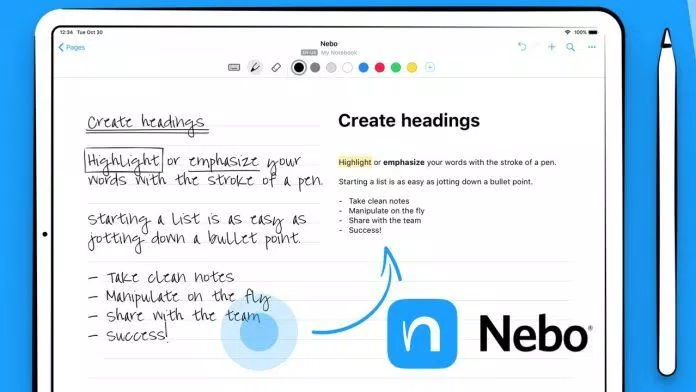 Ứng dụng Nebo trên iPad (Ảnh: Internet).