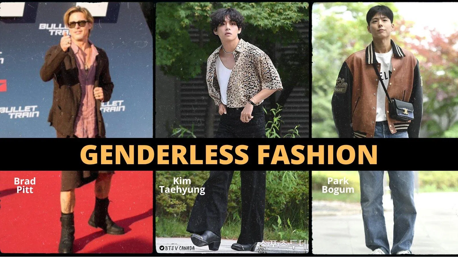 V còn không ít lần khoác lên mình những bộ trang phục lẫn phụ kiện phi giới tính được truyền thông ca ngợi (Ảnh: Twitter)