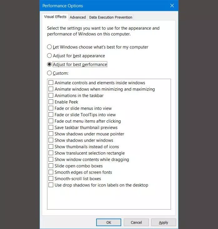 Cách tắt hiệu ứng hình ảnh trong Windows 10 (Nguồn: Internet)