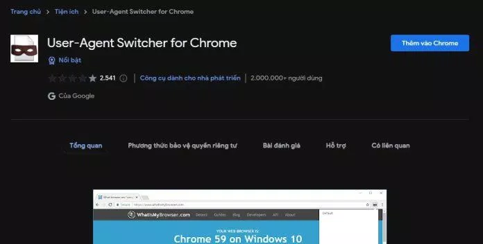 Tiện ích mở rộng User-Agent Switcher cho Chrome (Nguồn: Internet)