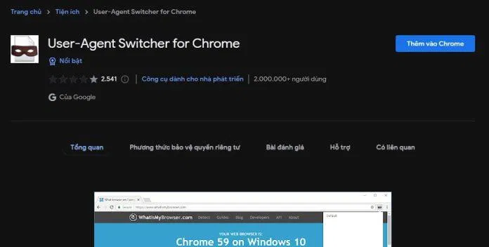 Tiện ích mở rộng User-Agent Switcher cho Chrome (Nguồn: Internet) Tiện ích mở rộng User-Agent Switcher cho Chrome (Nguồn: Internet)