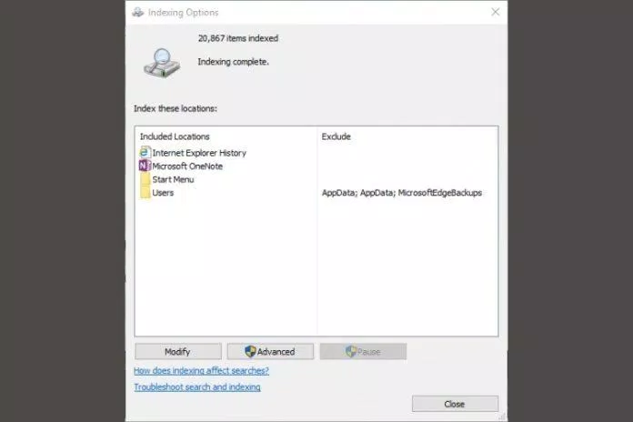 Tính năng lập chỉ mục trong Windows 10 (Nguồn: Internet) Tính năng lập chỉ mục trong Windows 10 (Nguồn: Internet)