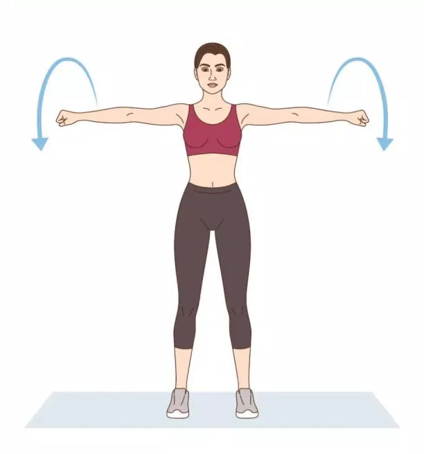 Động tác này giúp làm nóng phần thân trên, đặc biệt là cánh tay. (Nguồn ảnh: Internet) Động tác này giúp làm nóng phần thân trên, đặc biệt là cánh tay. (Nguồn ảnh: Internet)