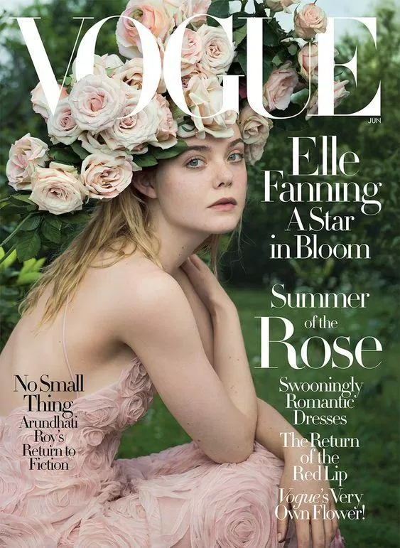 Elle Fanning như nàng thơ trên bìa tạp chí Vogue. (Nguồn ảnh: Internet)