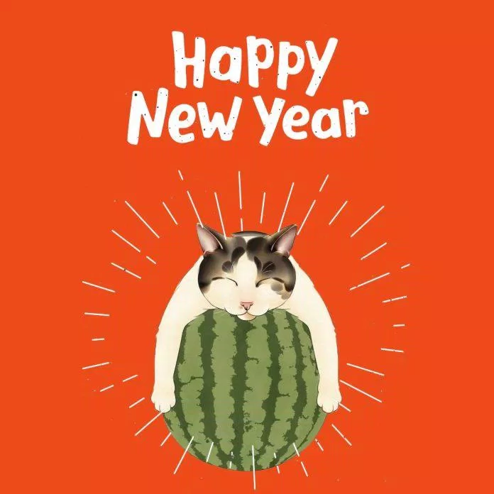 Thiệp chúc mừng năm mới 2023 Quý Mão hình mèo đáng yêu hài hước. (Ảnh: Internet)