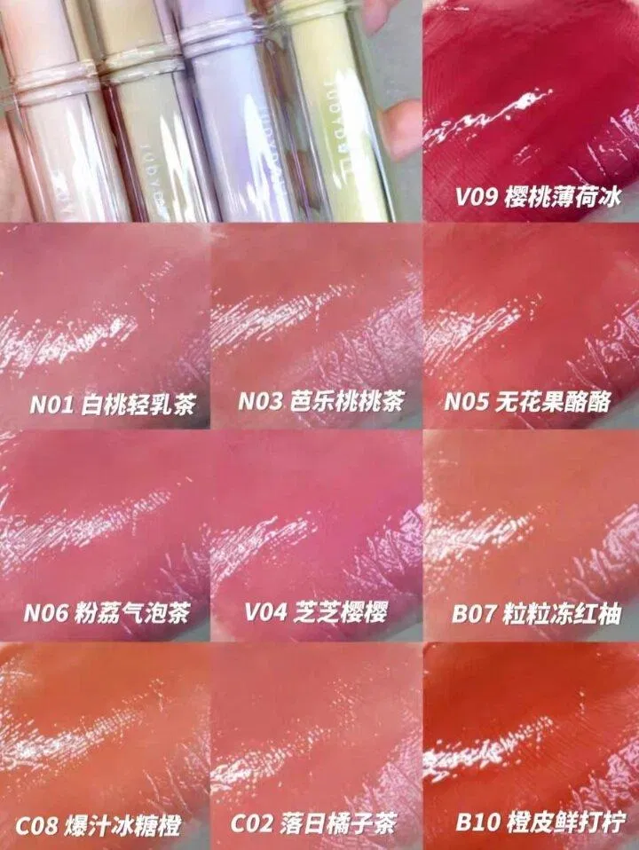Bảng màu của son tint bóng Judydoll Ice Tea Mirror (Ảnh: BlogAnChoi)