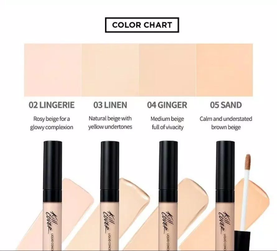 Sản phẩm Clio Kill Cover Liquid Concealer có bốn màu. (Nguồn: Internet).