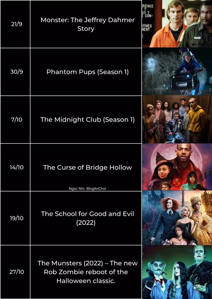Lịch " ra mắt" các phim mùa Halloween 2022 của Netflix