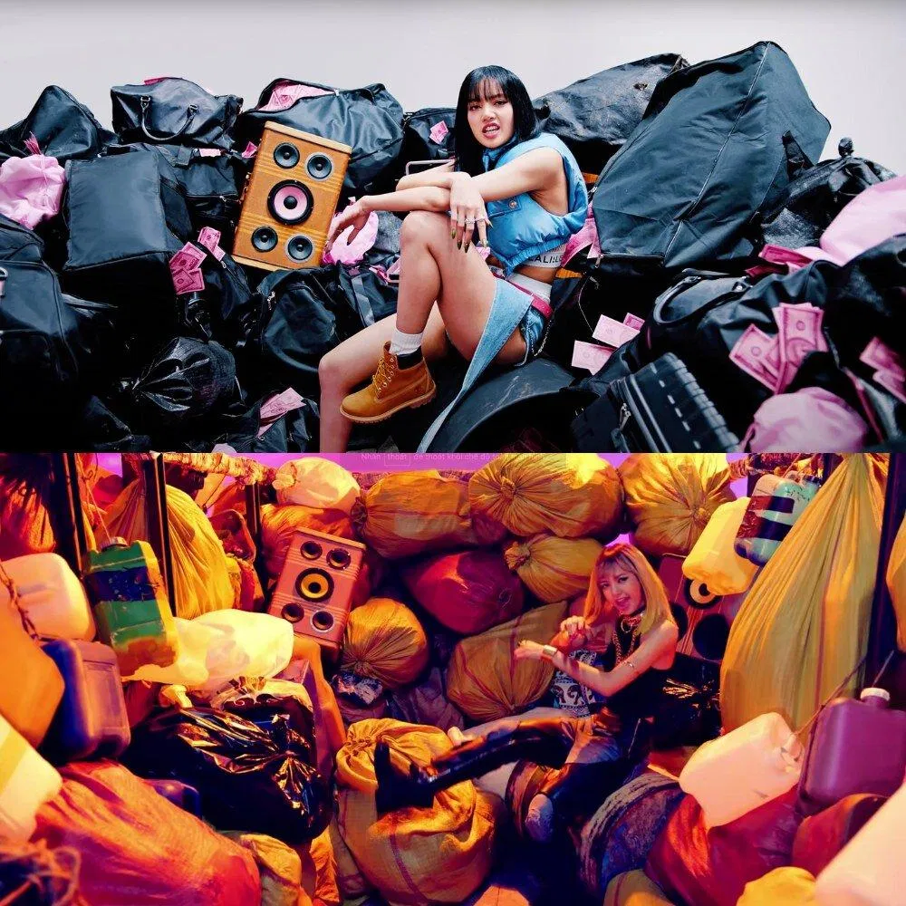 Lisa từ cô gái lái xe rác trong Boombaya đến lái xe chở đầy tiền (Ảnh: Internet)