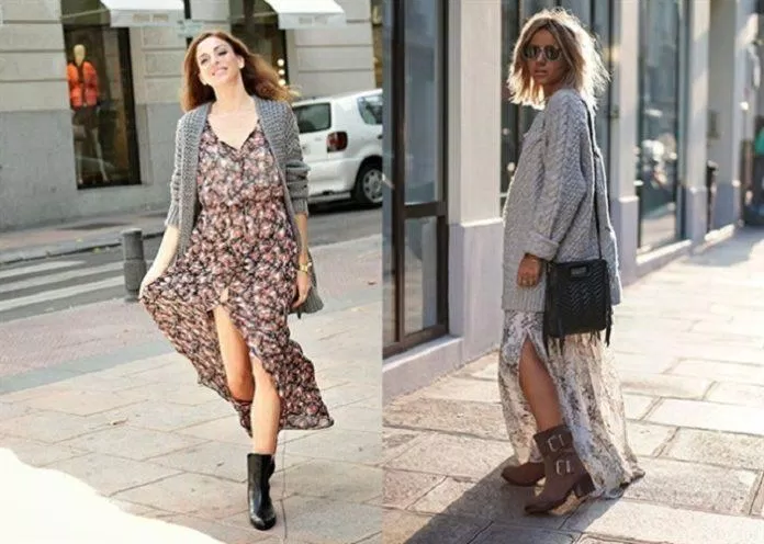 Áo cardigan mix váy liền là sự lựa chọn yêu thích của nhiều ngôi sao