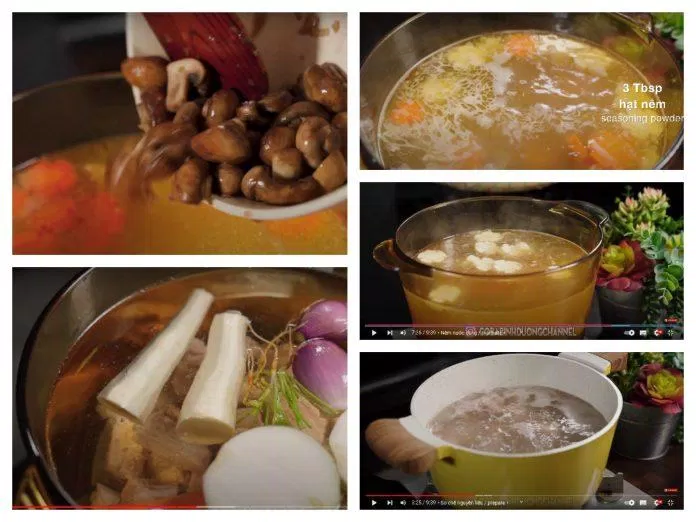 Nấu nước dùng, ninh trong vòng 1 tiếng...