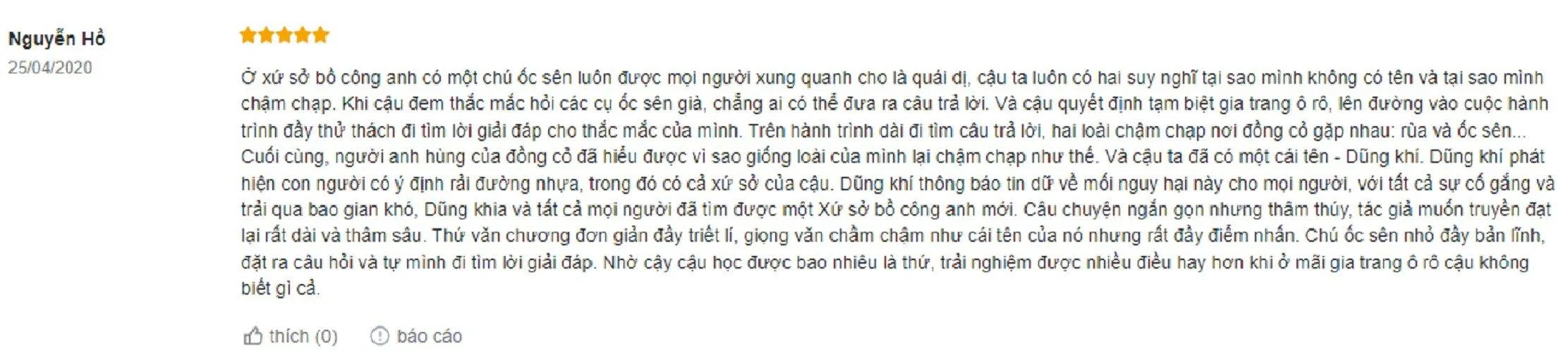 Review của bạn đọc về cuốn sách. (Nguồn: BlogAnChoi)