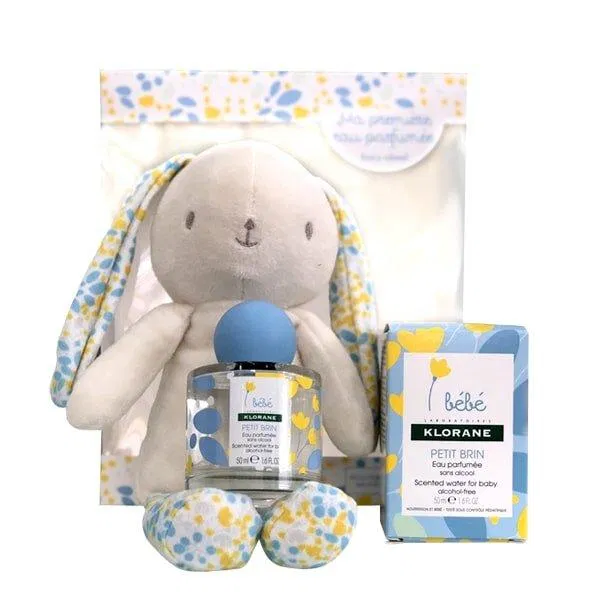 Sản phẩm ước Hoa Cho Bé Klorane Bebe khi mua sẽ tặng kèm một chú gấu bông thỏ đáng yêu cho bé (Ảnh: interntet)