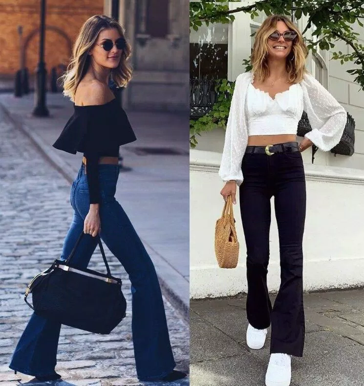 Cách phối quần loe sành điệu không thua kém gì fashionista