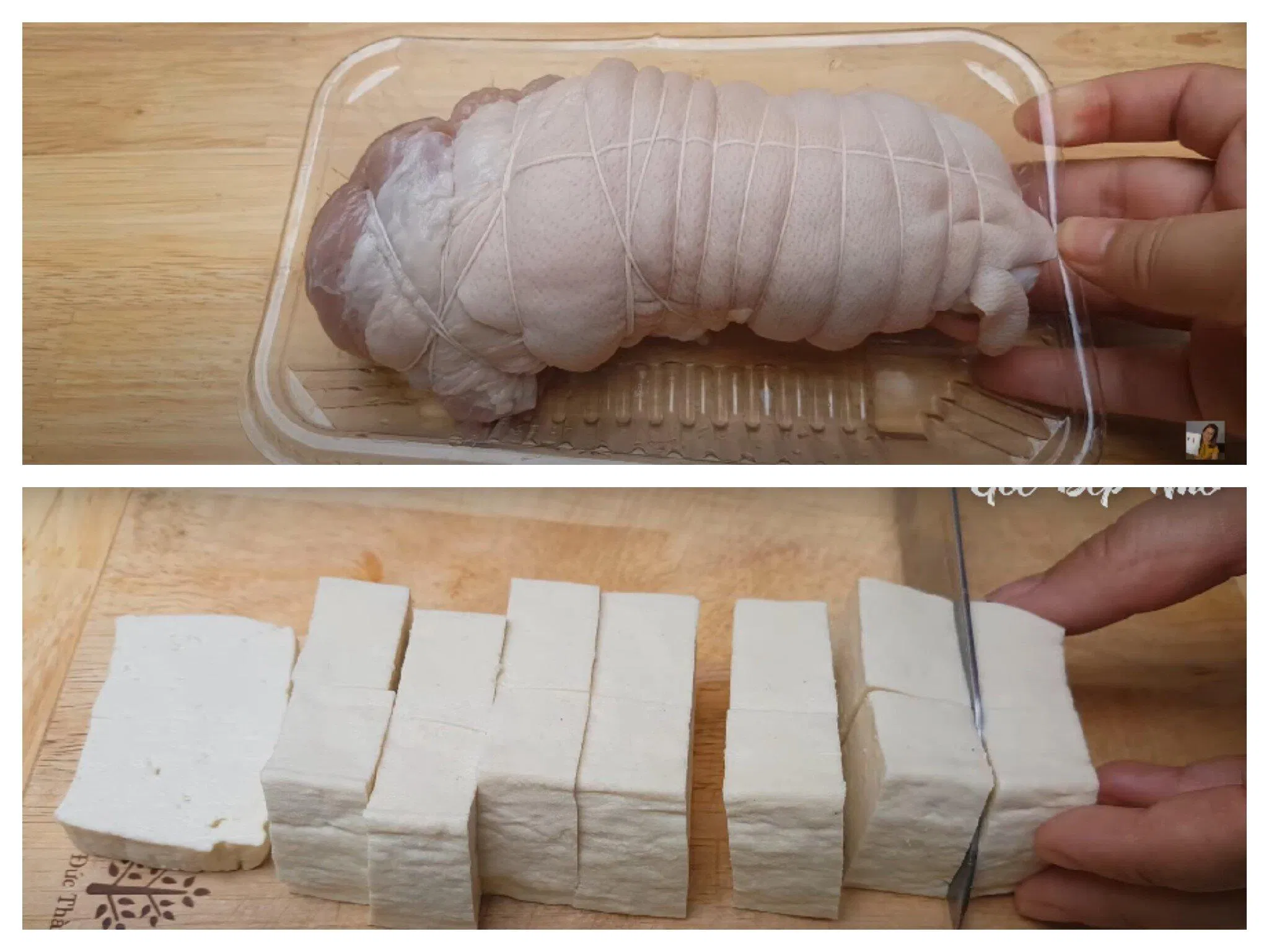 Sơ chế nguyên liệu làm bún đậu mắm tôm.