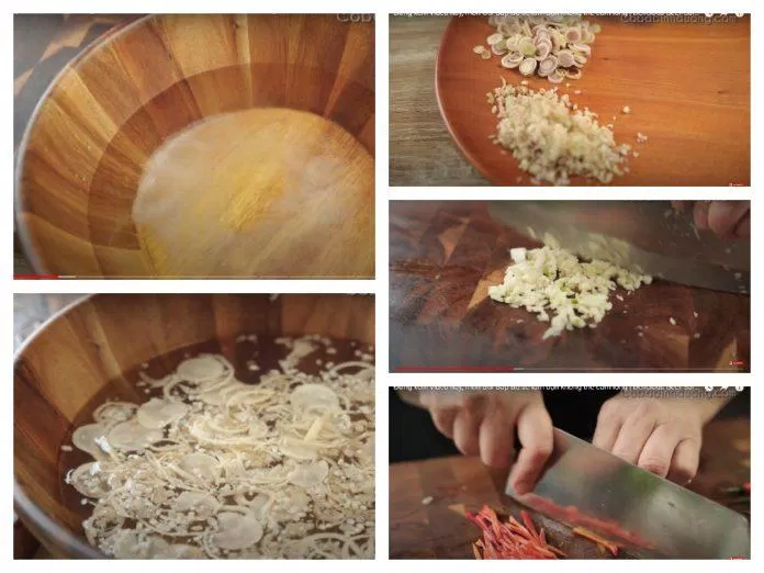 Sơ chế nguyên liệu làm gỏi bắp bò.