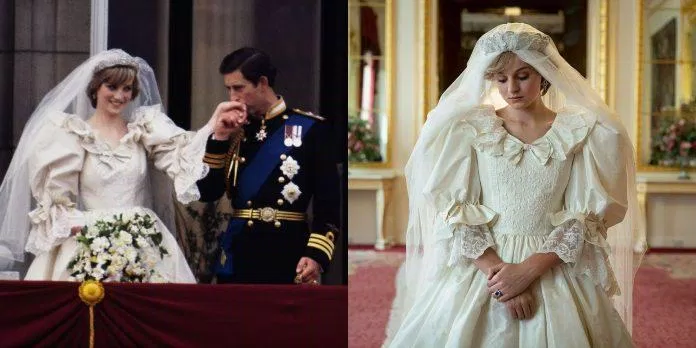 Chiếc váy cưới có phần tay bồng như bước ra từ chuyện cổ tích của Công nương Diana. Nguồn: internet