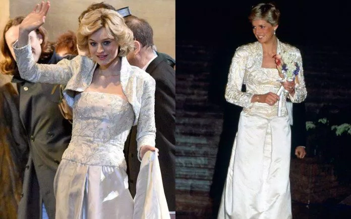 Chiếc váy trắng trong chuyến công du tới Mỹ của Công nương Diana được khen ngợi là đi trước thời đại. Nguồn: internet