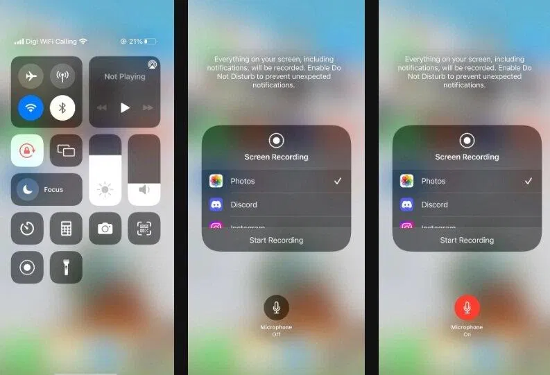 Cách thu tiếng cùng lúc với quay màn hình trên iPhone (Ảnh: Internet) Cách thu tiếng cùng lúc với quay màn hình trên iPhone (Ảnh: Internet)
