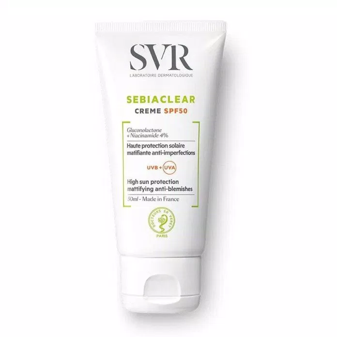 SVR Sebiaclear Creme SPF50 là dòng kem chống nắng 100% hoá học (Ảnh: Internet)