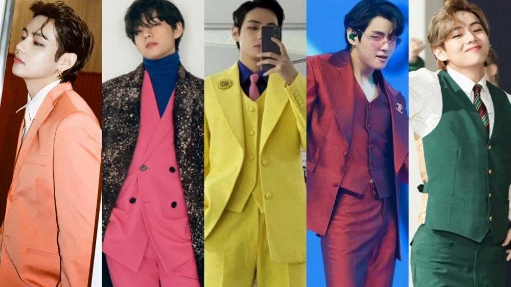 Những bộ vest đủ màu sắc cũng không thể làm khó V BTS (Ảnh: Internet)
