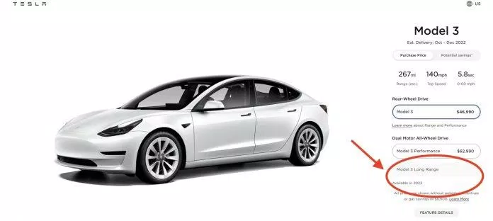 Phiên bản xe điện Model 3 Long Range (Ảnh: Internet) Phiên bản xe điện Model 3 Long Range (Ảnh: Internet)