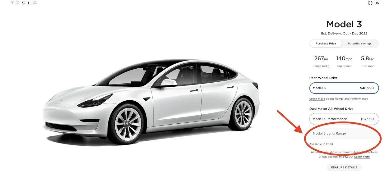 Phiên bản xe điện Model 3 Long Range (Ảnh: Internet) Phiên bản xe điện Model 3 Long Range (Ảnh: Internet)
