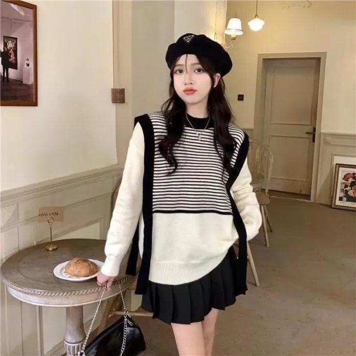 Áo nhỉ phối len gile xinh xỉu Áo nhỉ phối len gile xinh xỉu