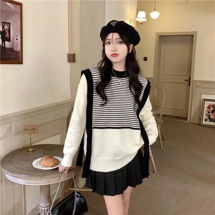 Áo nhỉ phối len gile xinh xỉu Áo nhỉ phối len gile xinh xỉu