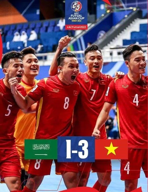 Chiến thắng mới nhất của tuyển Futsal Việt Nam trước đội tuyển Ả Rập Xê Út (Ảnh: Internet)