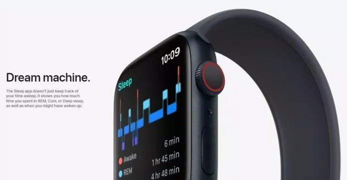 Phần mềm WatchOS 9 trên Apple Watch Series 8 cho phép bạn theo dõi giấc ngủ một cách đầy đủ hơn (Ảnh: Internet) Phần mềm WatchOS 9 trên Apple Watch Series 8 cho phép bạn theo dõi giấc ngủ một cách đầy đủ hơn (Ảnh: Internet)