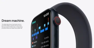 Phần mềm WatchOS 9 trên Apple Watch Series 8 cho phép bạn theo dõi giấc ngủ một cách đầy đủ hơn (Ảnh: Internet) Phần mềm WatchOS 9 trên Apple Watch Series 8 cho phép bạn theo dõi giấc ngủ một cách đầy đủ hơn (Ảnh: Internet)