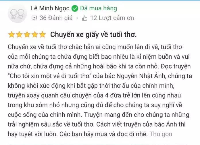 Đánh giá của độc giả trên Tiki. (Ảnh: BlogAnChoi)