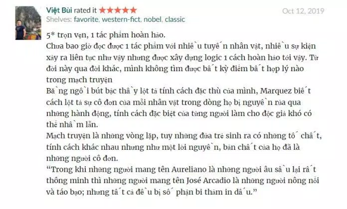 Cảm nhận của độc giả trên goodreads (Ảnh: BlogAnChoi) Cảm nhận của độc giả trên goodreads (Ảnh: BlogAnChoi)
