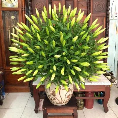 Mẫu cắm hoa ly đẹp cho bàn thờ. (Ảnh: Internet)