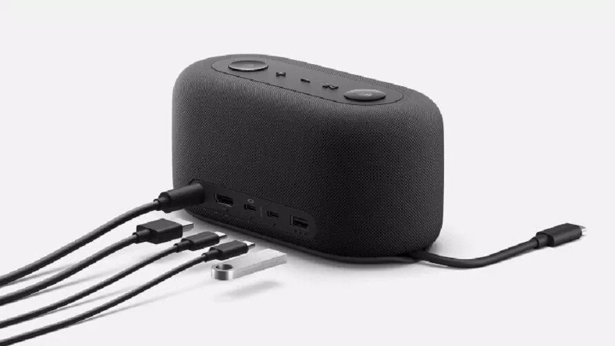 Thiết bị Microsoft Audio Dock của Microsoft vừa có loa vừa là ổ cắm USB (Ảnh: Internet)