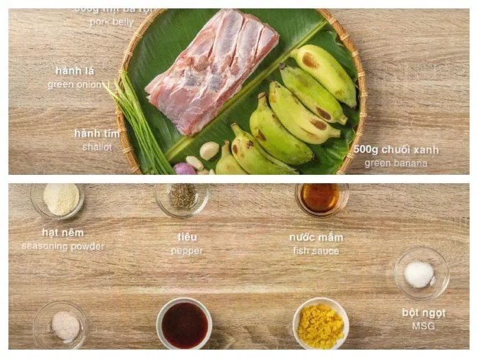 Nguyên liệu nấu thịt kho chuối