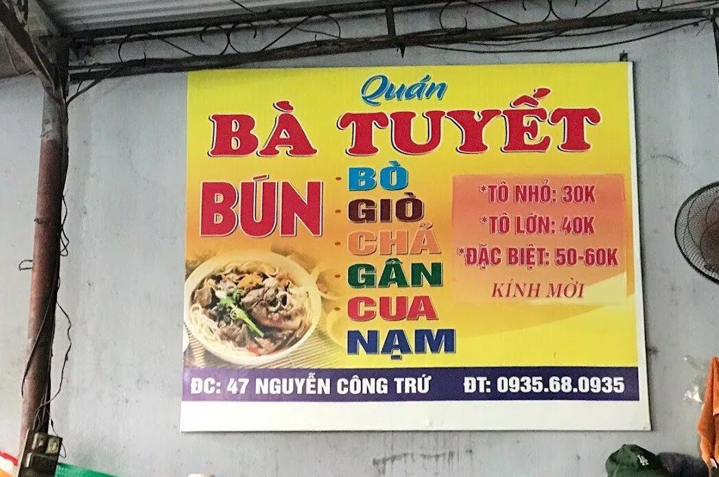 Menu của quán.(Ảnh: Internet)