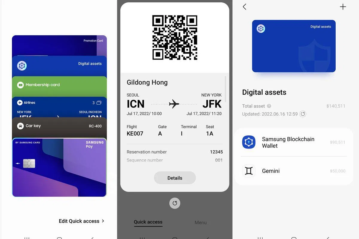 Samsung Wallet cho phép khách hàng tích hợp nhiều loại thẻ khác nhau, thậm chí có thể tích hợp thẻ lên máy bay, bằng lái xe (Ảnh: Internet) Samsung Wallet cho phép khách hàng tích hợp nhiều loại thẻ khác nhau, thậm chí có thể tích hợp thẻ lên máy bay, bằng lái xe (Ảnh: Internet)