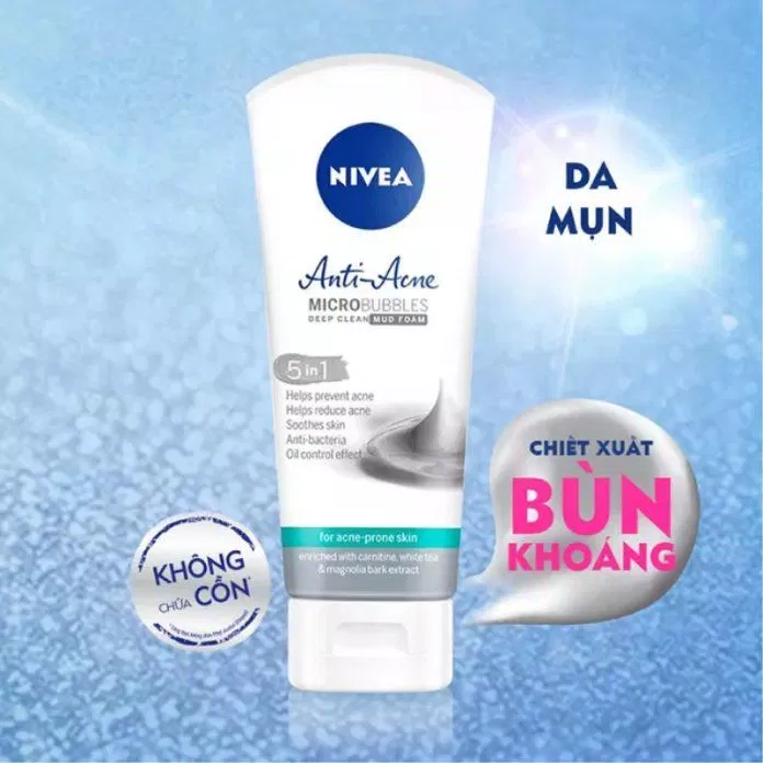 Sữa rửa mặt Nivea Anti Acne Bubbles Deep Clean Mud Foam hỗ trợ trị mụn cho da dầu hiệu quả. (Nguồn internet)