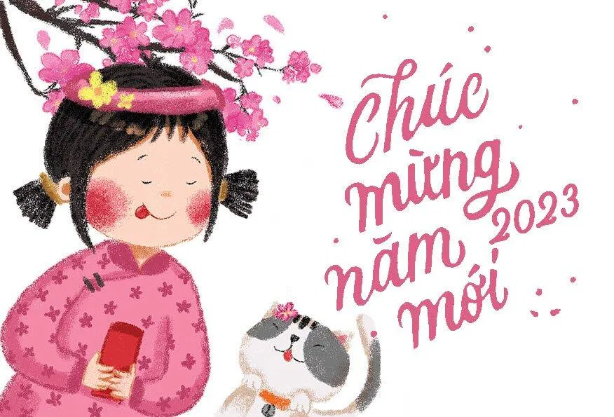 Thiệp chúc mừng năm mới 2023 dễ thương. (Ảnh: Internet)