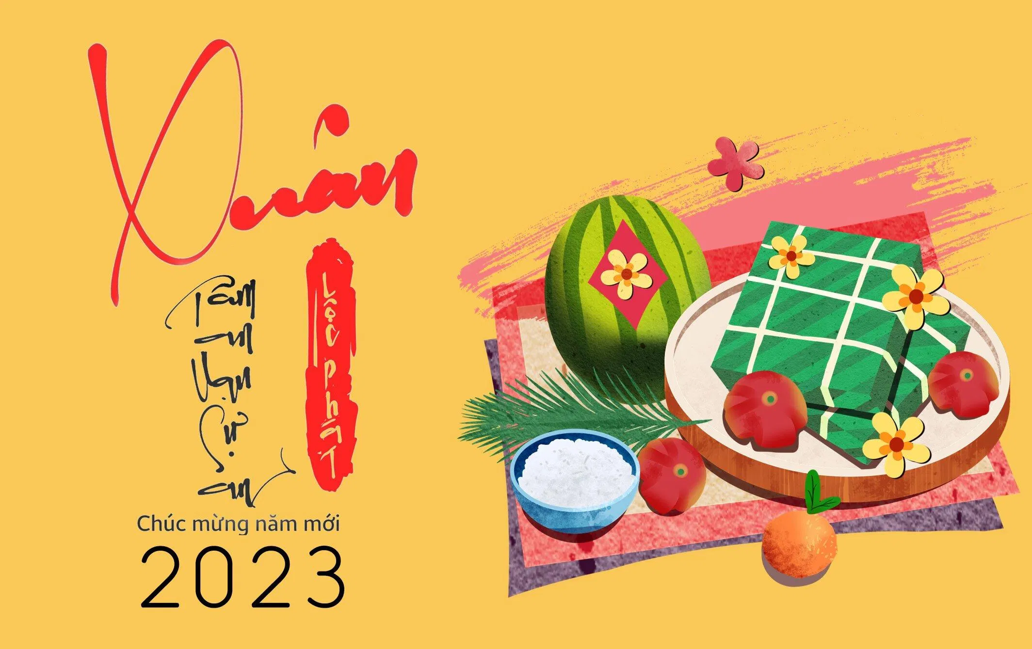 Thiệp chúc mừng năm mới 2023 thuần Việt đẹp độc đáo. (Ảnh: Internet)