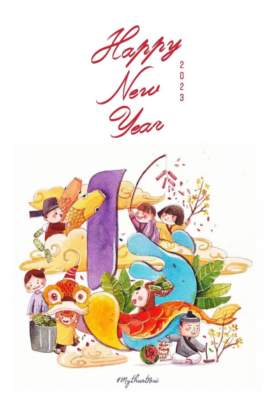 Thiệp chúc mừng năm mới 2023 sang trọng. (Ảnh: Internet)