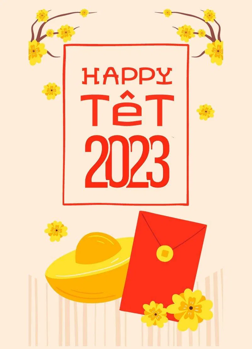 Thiệp chúc mừng năm mới 2023 thuần Việt đẹp độc đáo. (Ảnh: Internet)